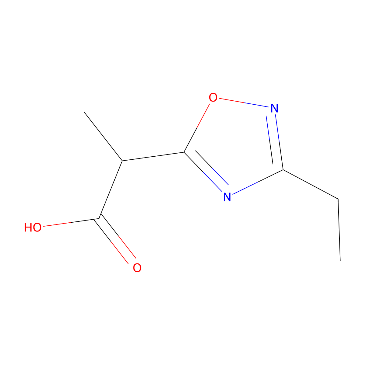2-(3-Ethyl-1,2,4-oxadiazol-5-yl)propanoic acid molecular structure, CAS 55152-20-0