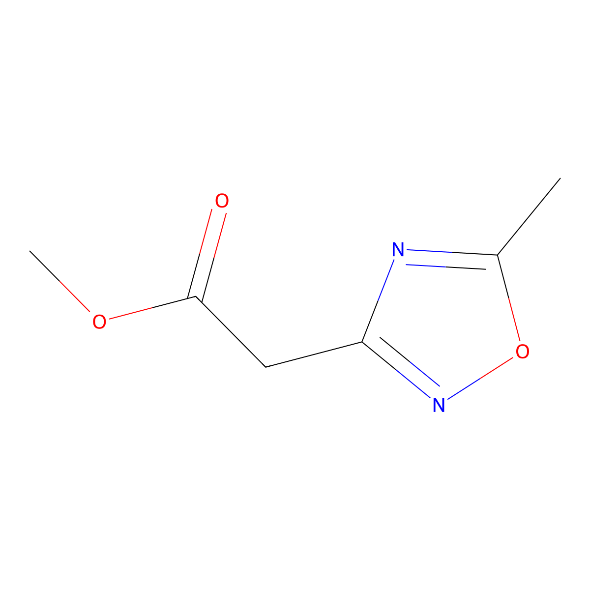 Methyl 2-(5-methyl-1,2,4-oxadiazol-3-yl)acetate molecular structure, CAS 55152-29-9