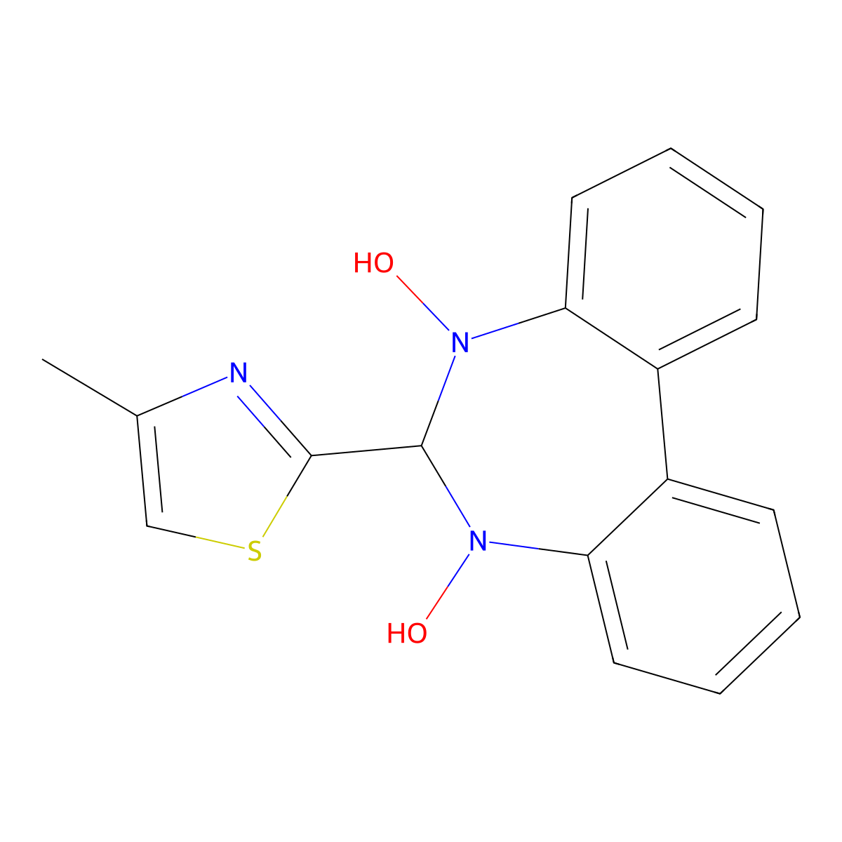 6-(4-methyl-1,3-thiazol-2-yl)-5H-dibenzo[d,f][1,3]diazepine-5,7(6H)-diol molecular structure, CAS 55152-99-3