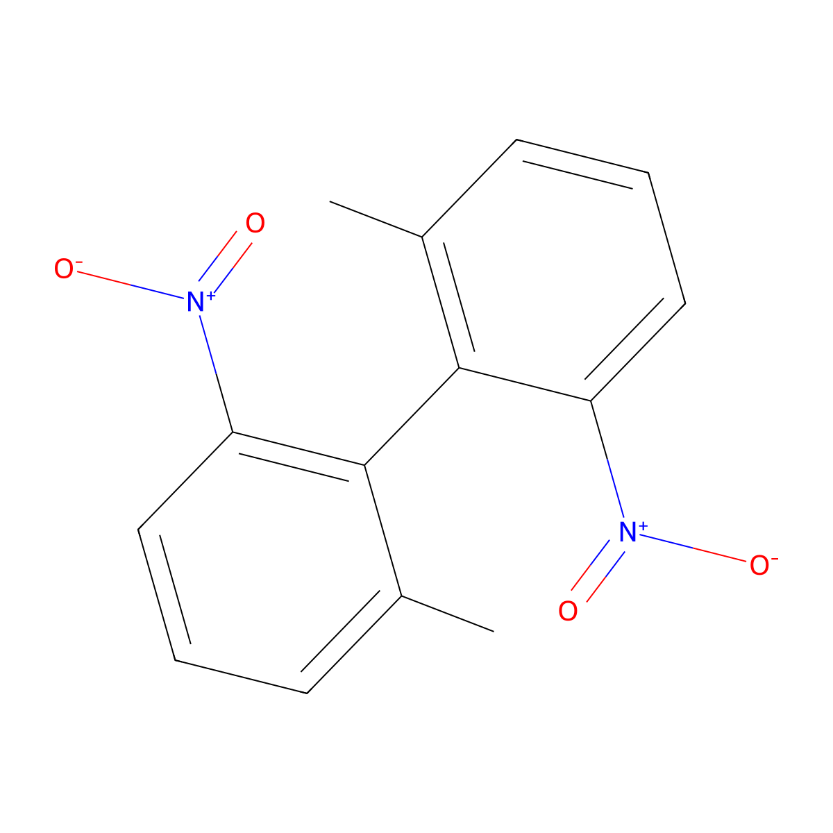 2,2'-Dinitro-6,6'-dimethylbiphenyl molecular structure, CAS 55153-02-1