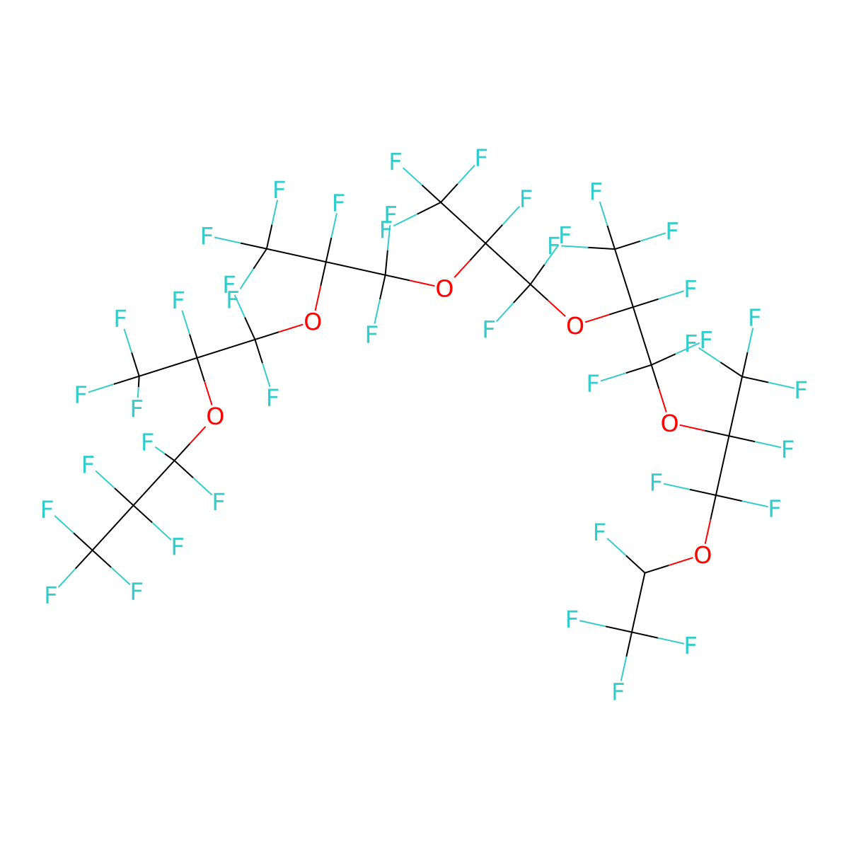3,6,9,12,15,18-Hexaoxaheneicosane, 1,1,1,2,4,4,5,7,7,8,10,10,11,13,13,14,16,16,17,19,19,20,20,21,21,21-hexacosafluoro-5,8,11,14,17-pentakis(trifluoromethyl)- molecular structure, CAS 55154-18-2
