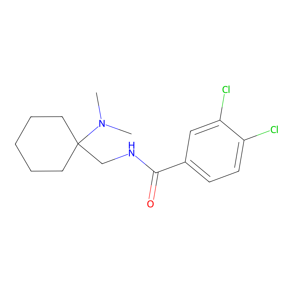 3,4-Dichloro-N-((1-(dimethylamino)cyclohexyl)methyl)benzamide molecular structure, CAS 55154-30-8