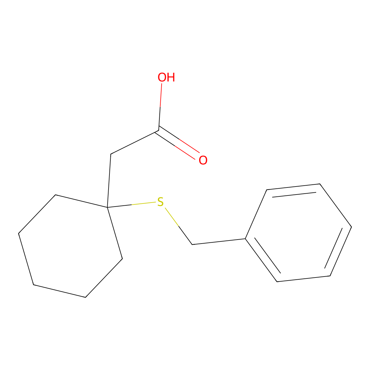 beta-(S-Benzylmercapto)-beta,beta-cyclopentamethylenepropionic acid molecular structure, CAS 55154-80-8