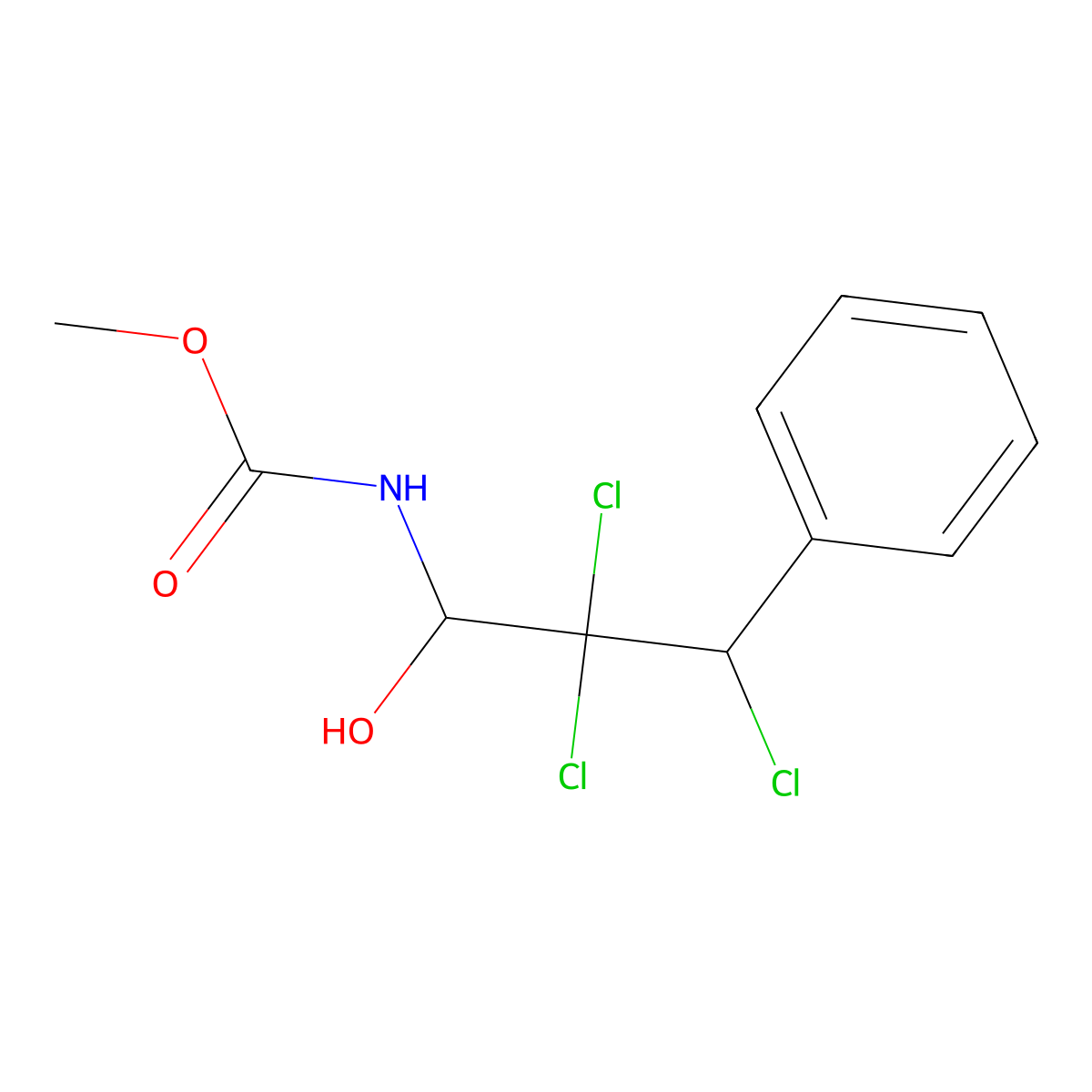 (2,2,3-Trichloro-1-hydroxy-3-phenyl-propyl)-carbamic acid methyl ester molecular structure, CAS 55158-91-3