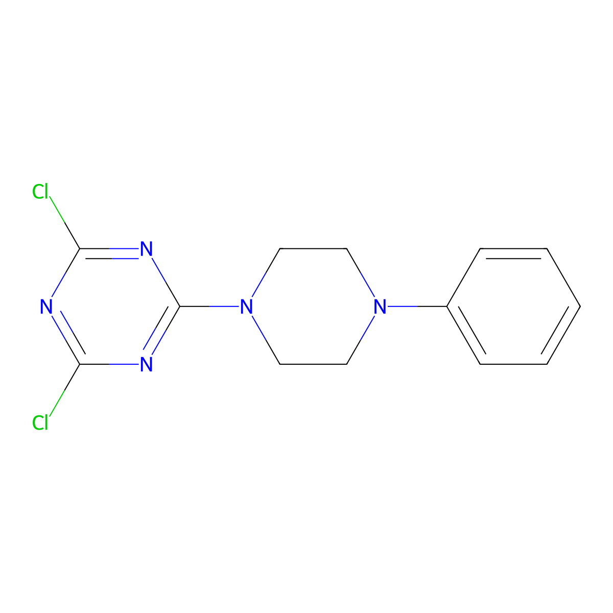 2,4-Dichloro-6-(4-phenylpiperazin-1-yl)-1,3,5-triazine molecular structure, CAS 5516-04-1