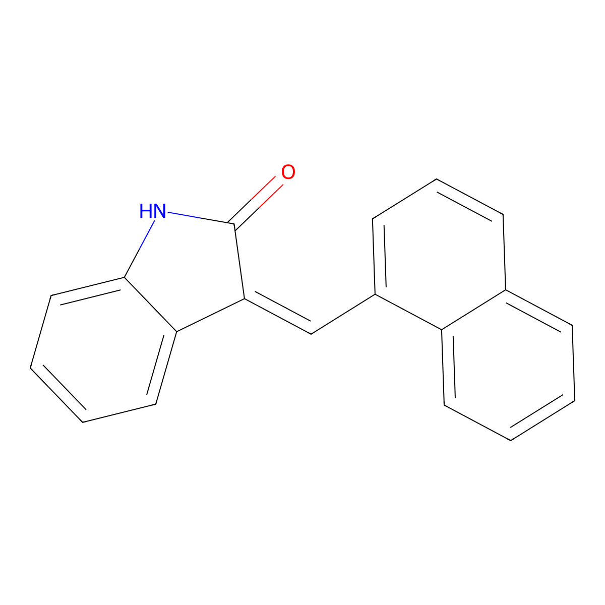 1,3-Dihydro-3-(1-naphthalenylmethylene)-2H-indol-2-one molecular structure, CAS 55160-03-7