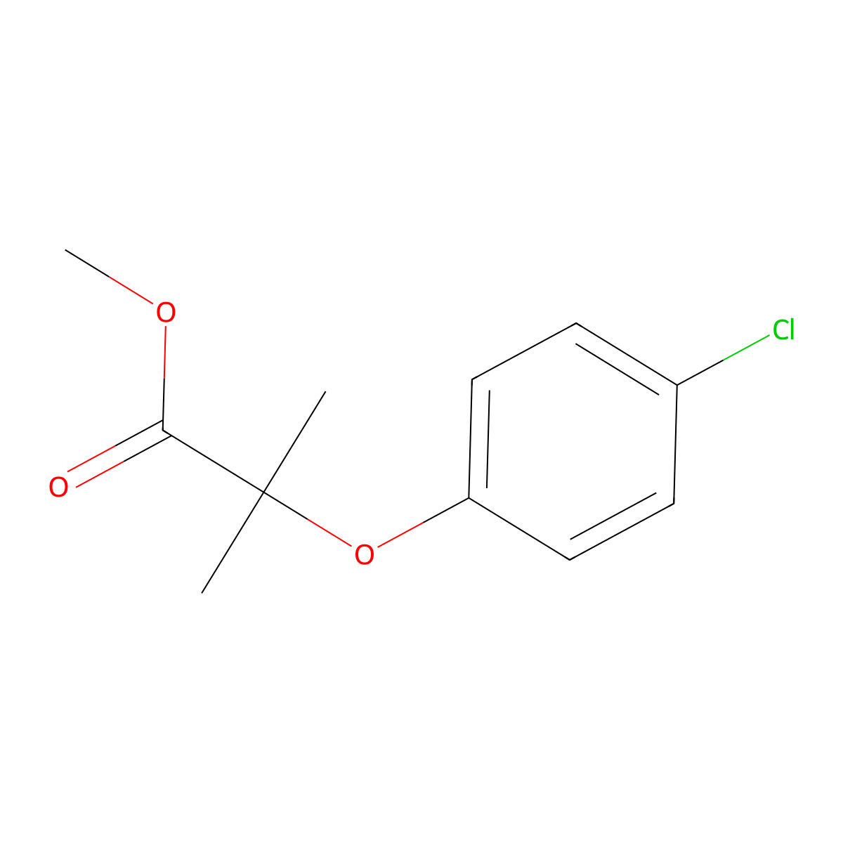 Methyl 2-(4-chlorophenoxy)-2-methylpropanoate molecular structure, CAS 55162-41-9