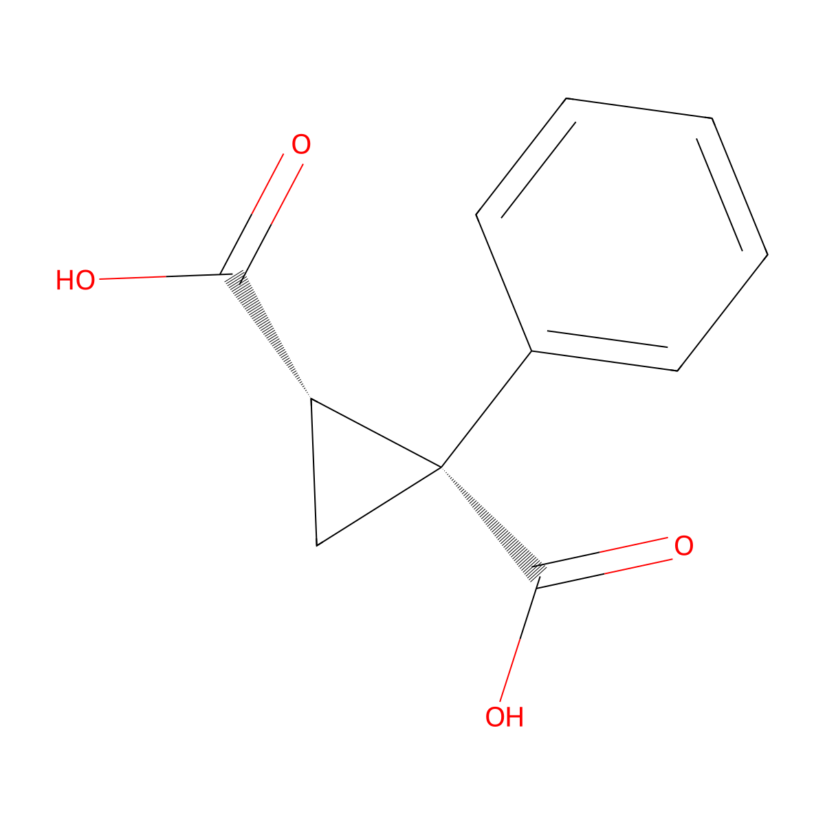 (1R,2S)-1-phenylcyclopropane-1,2-dicarboxylic acid molecular structure, CAS 55167-53-8