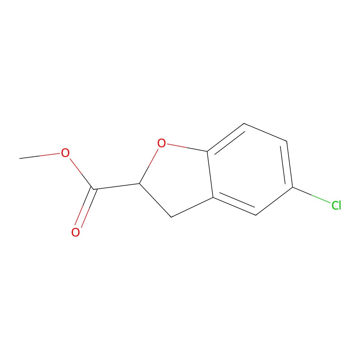 Methyl 5-chloro-2,3-dihydrobenzofuran-2-carboxylate molecular structure, CAS 55169-15-8