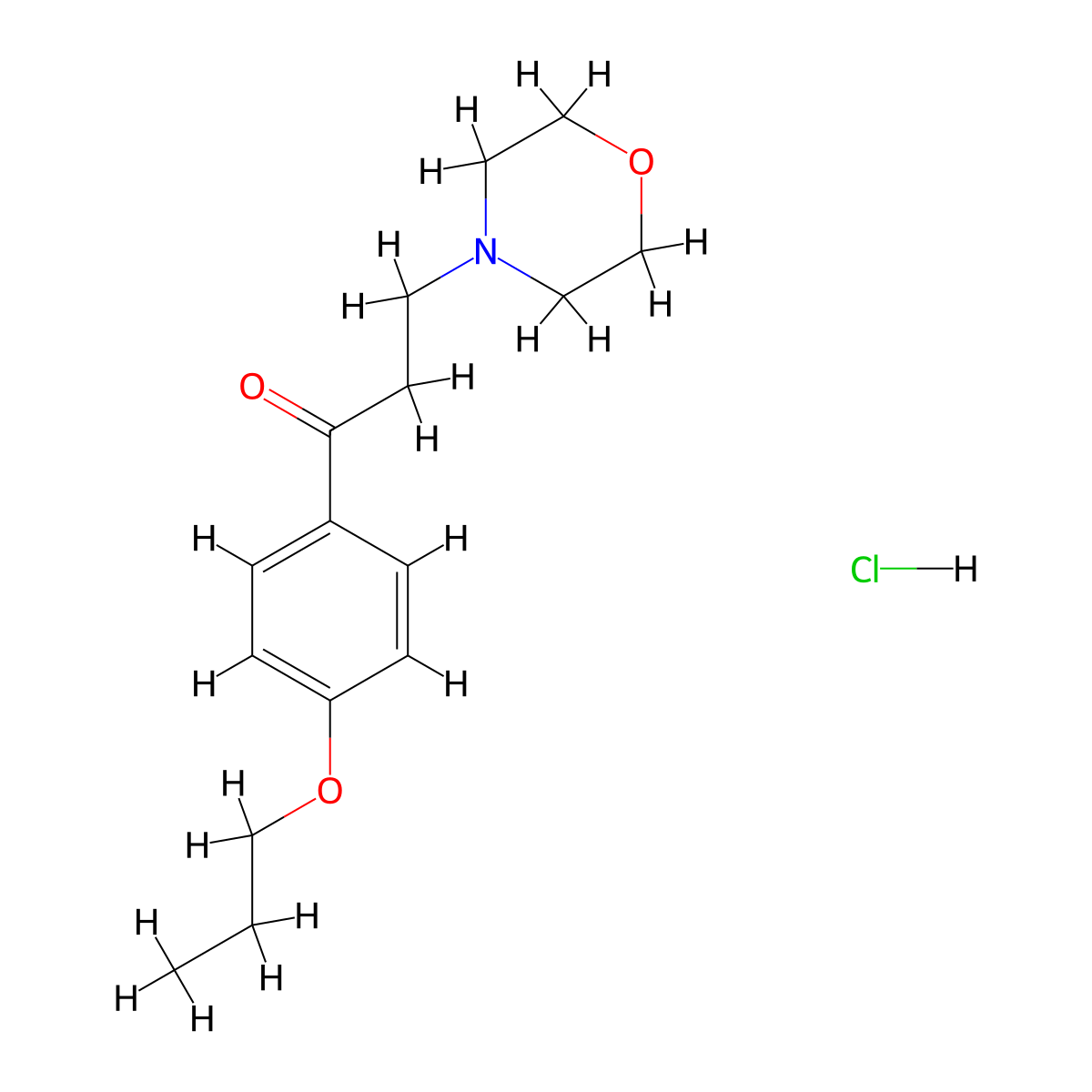 Propiophenone, 3-morpholino-4'-propoxy-, hydrochloride molecular structure, CAS 5517-73-7