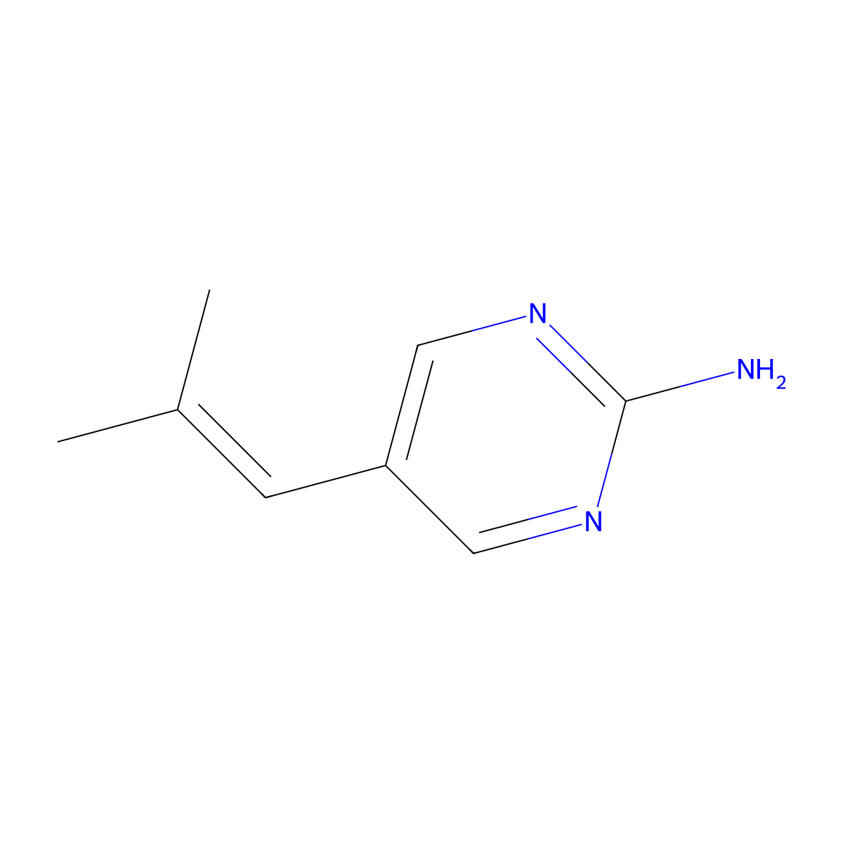 5-(2-Methylprop-1-en-1-yl)pyrimidin-2-amine molecular structure, CAS 55179-65-2