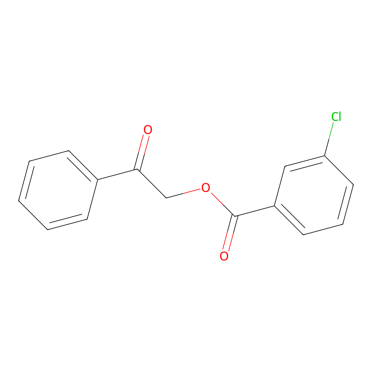 2-Oxo-2-phenylethyl 3-chlorobenzoate molecular structure, CAS 55184-84-4