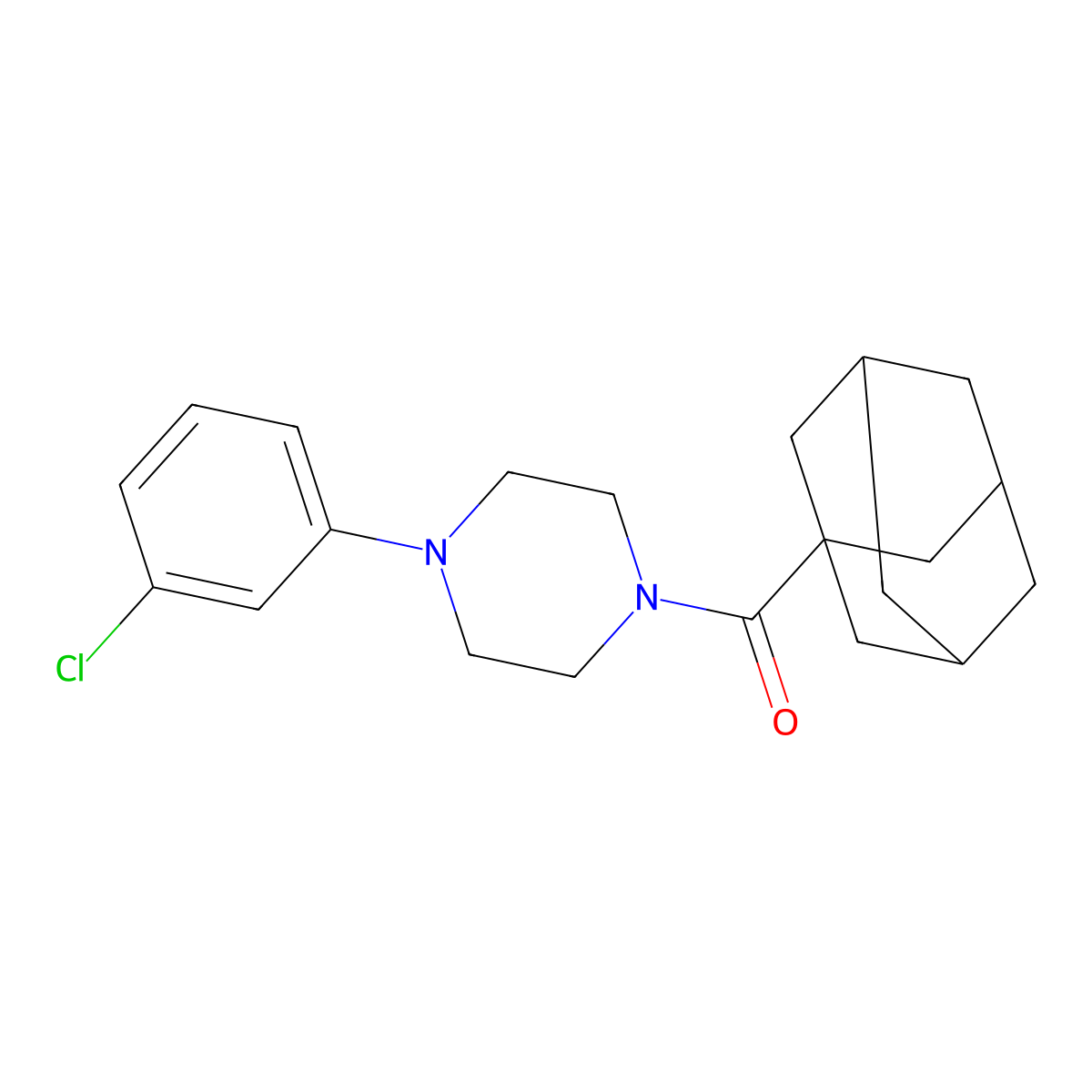 Adamantanyl 4-(3-chlorophenyl)piperazinyl ketone molecular structure, CAS 551901-86-1