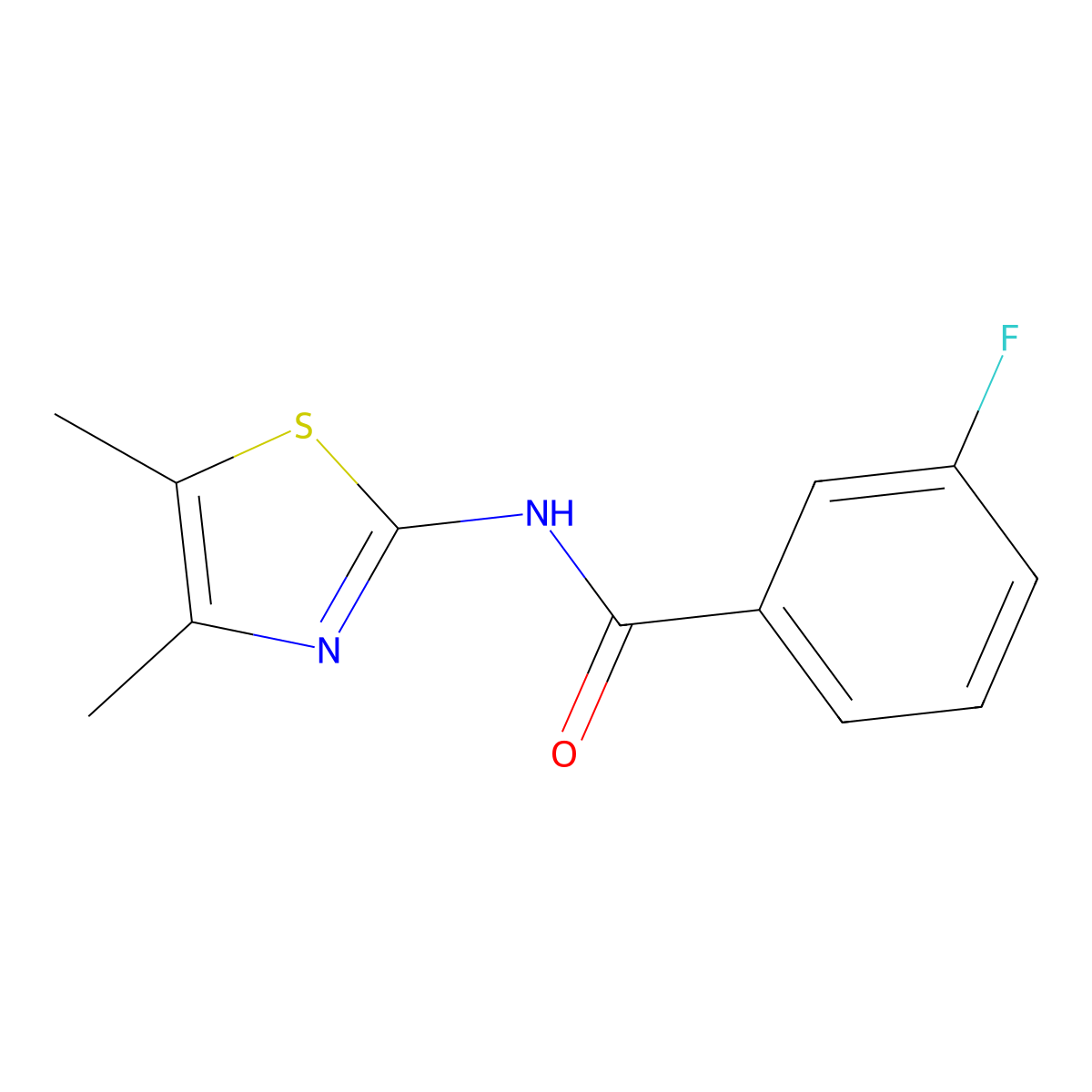 N-(4,5-dimethyl-1,3-thiazol-2-yl)-3-fluorobenzamide molecular structure, CAS 551903-11-8