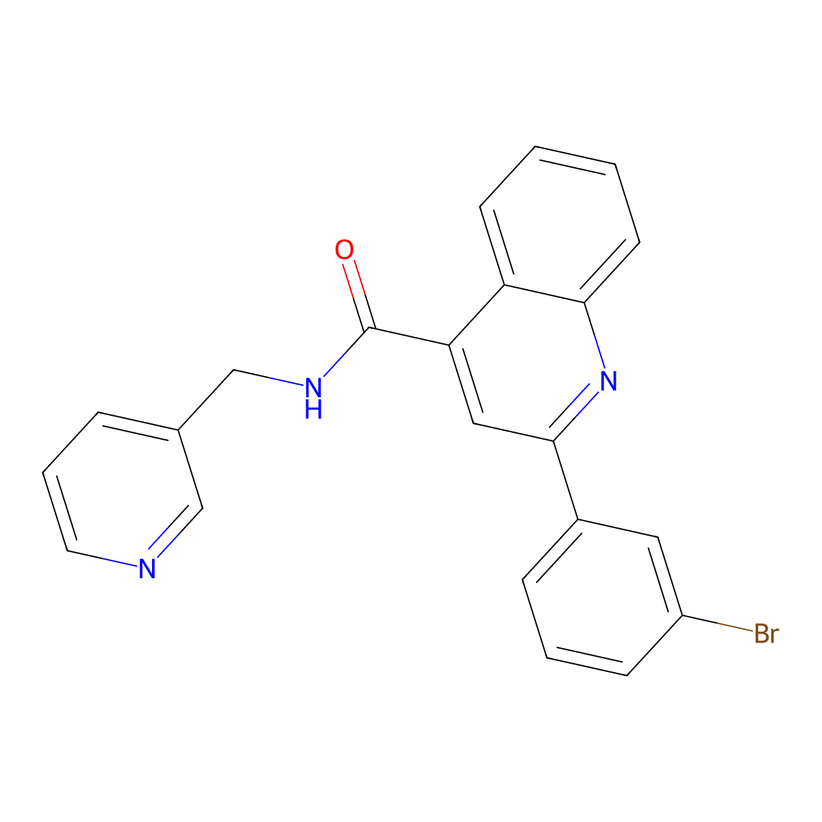 2-(3-bromophenyl)-N-(pyridin-3-ylmethyl)quinoline-4-carboxamide molecular structure, CAS 551907-07-4