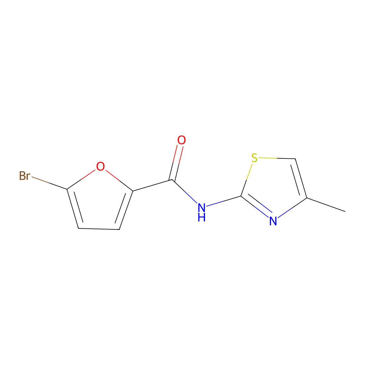 5-bromo-N-(4-methyl-1,3-thiazol-2-yl)furan-2-carboxamide molecular structure, CAS 551907-13-2