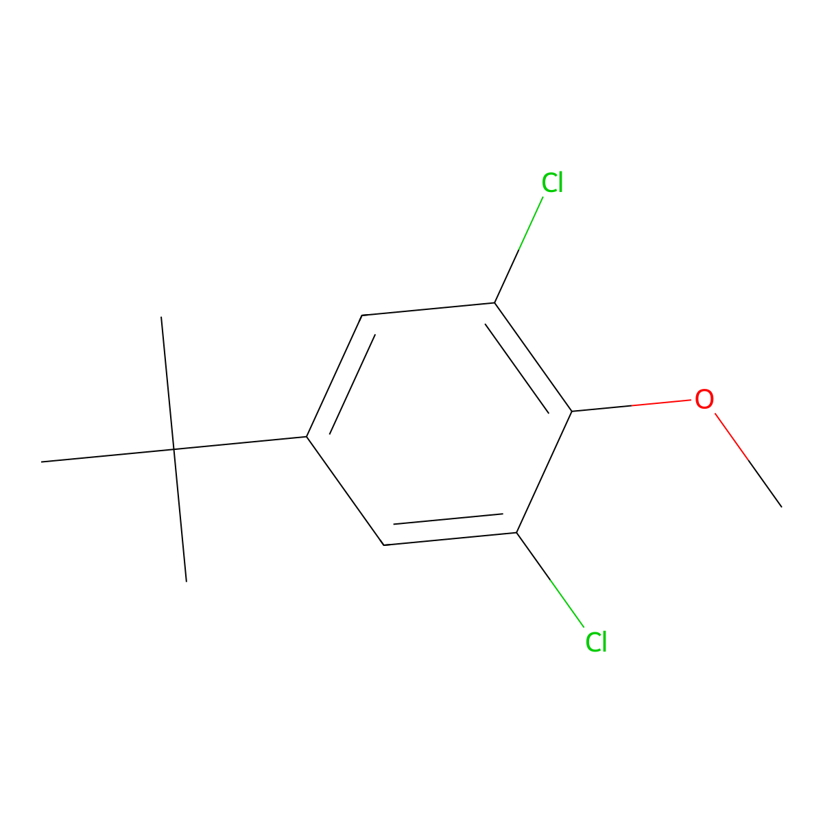 Benzene, 1,3-dichloro-5-(1,1-dimethylethyl)-2-methoxy- molecular structure, CAS 55191-16-7