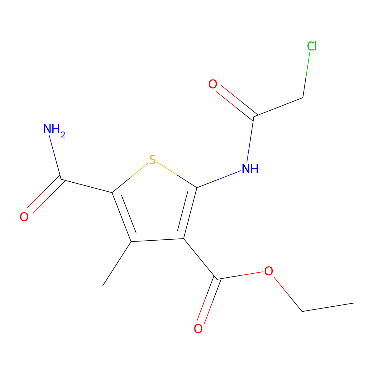 Ethyl 5-(aminocarbonyl)-2-[(chloroacetyl)amino]-4-methylthiophene-3-carboxylate molecular structure, CAS 551910-09-9