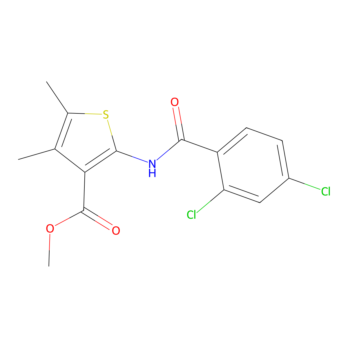 Methyl 2-(2,4-dichlorobenzamido)-4,5-dimethylthiophene-3-carboxylate molecular structure, CAS 551910-85-1