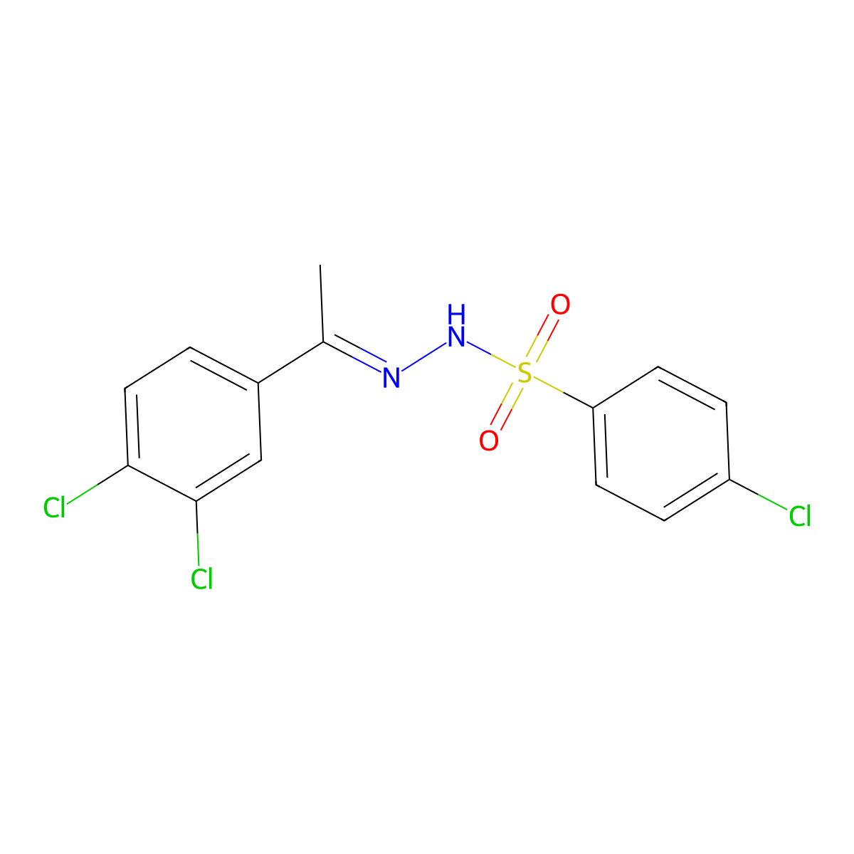 4-chloro-N'-[1-(3,4-dichlorophenyl)ethylidene]benzenesulfonohydrazide molecular structure, CAS 551911-49-0