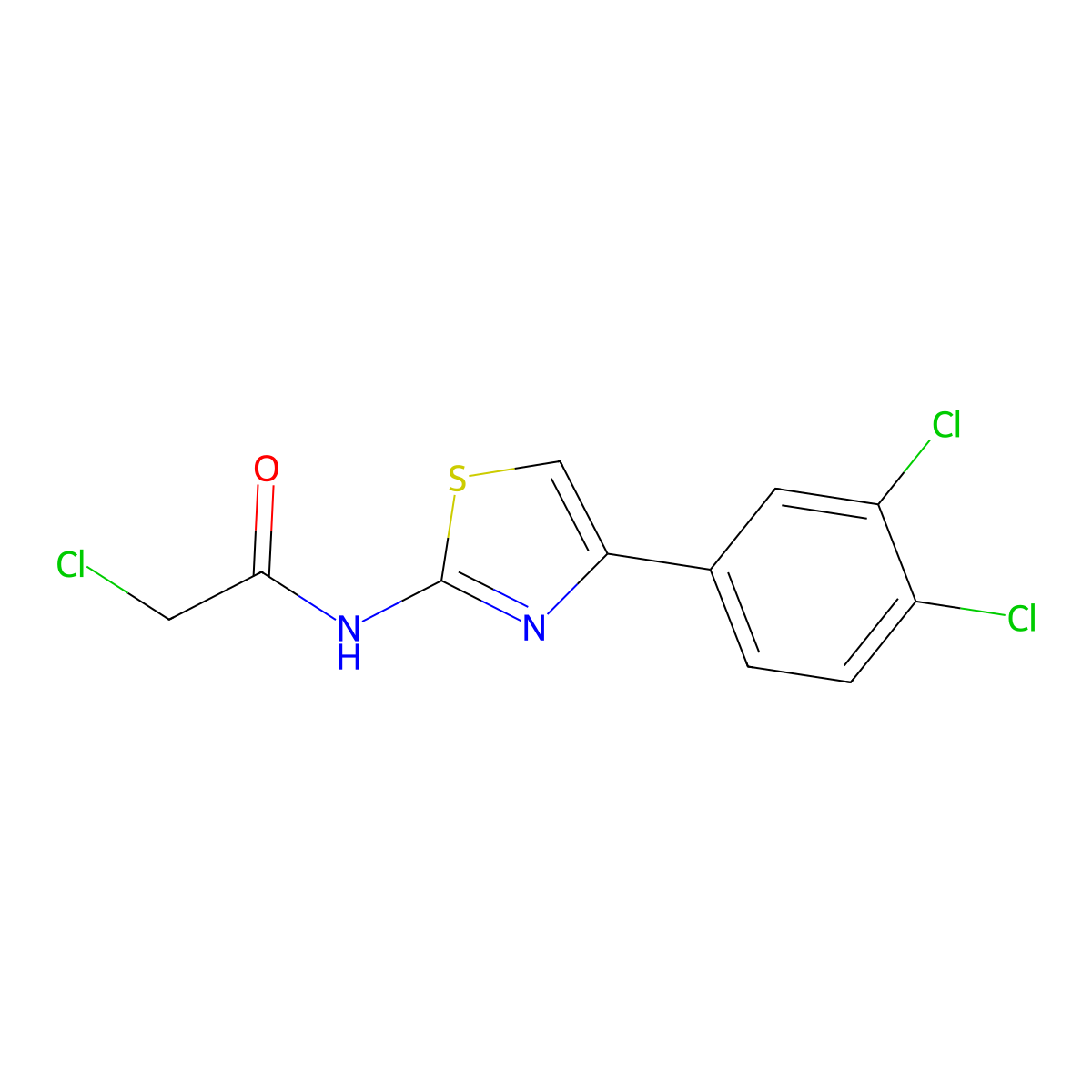 2-chloro-N-[4-(3,4-dichlorophenyl)-1,3-thiazol-2-yl]acetamide molecular structure, CAS 551913-65-6