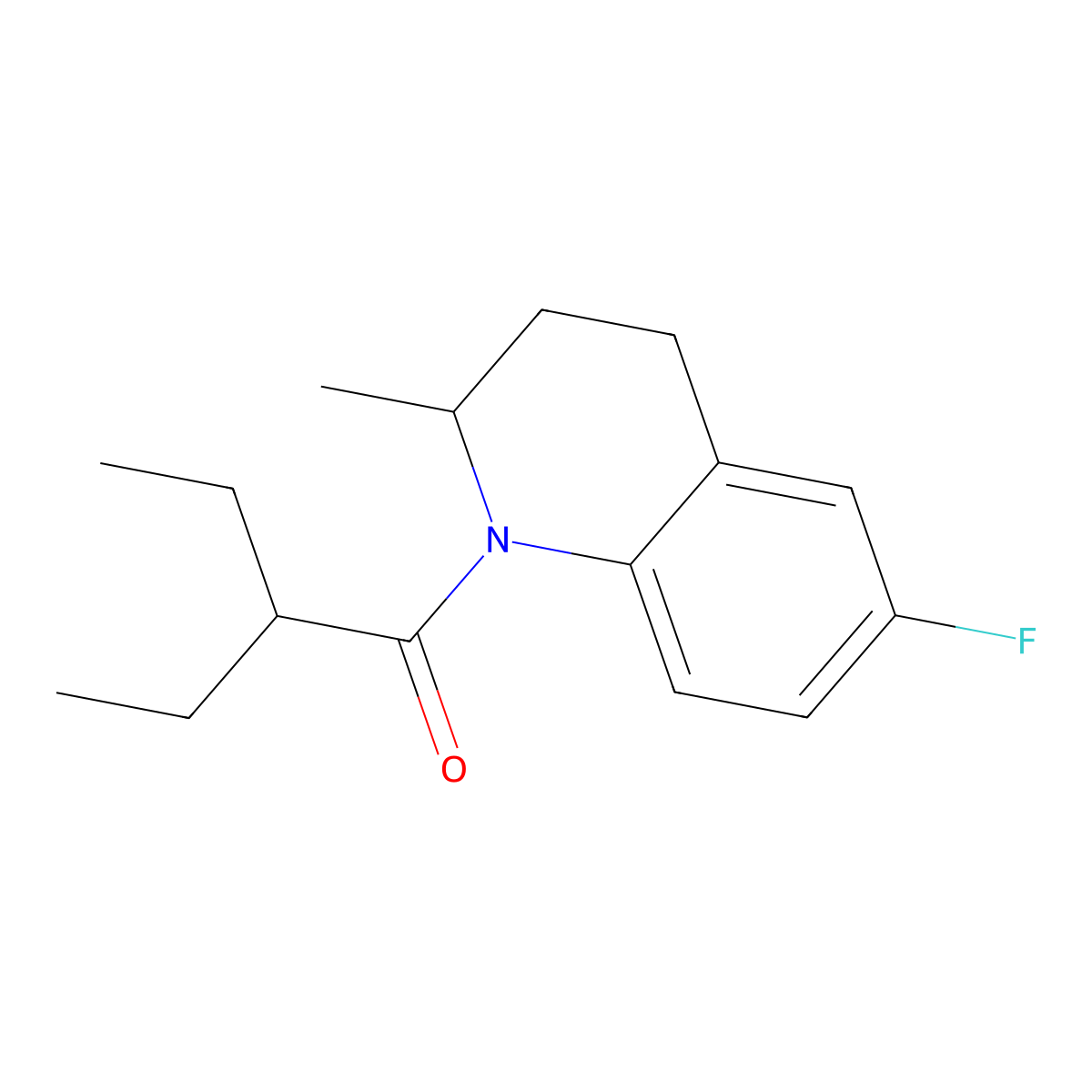 2-ethyl-1-(6-fluoro-2-methyl-3,4-dihydroquinolin-1(2H)-yl)butan-1-one molecular structure, CAS 551917-33-0