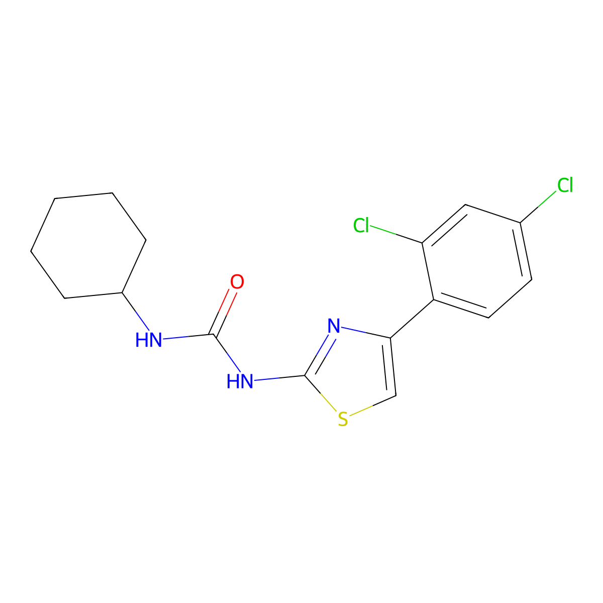 1-Cyclohexyl-3-[4-(2,4-dichlorophenyl)-1,3-thiazol-2-yl]urea molecular structure, CAS 551918-27-5