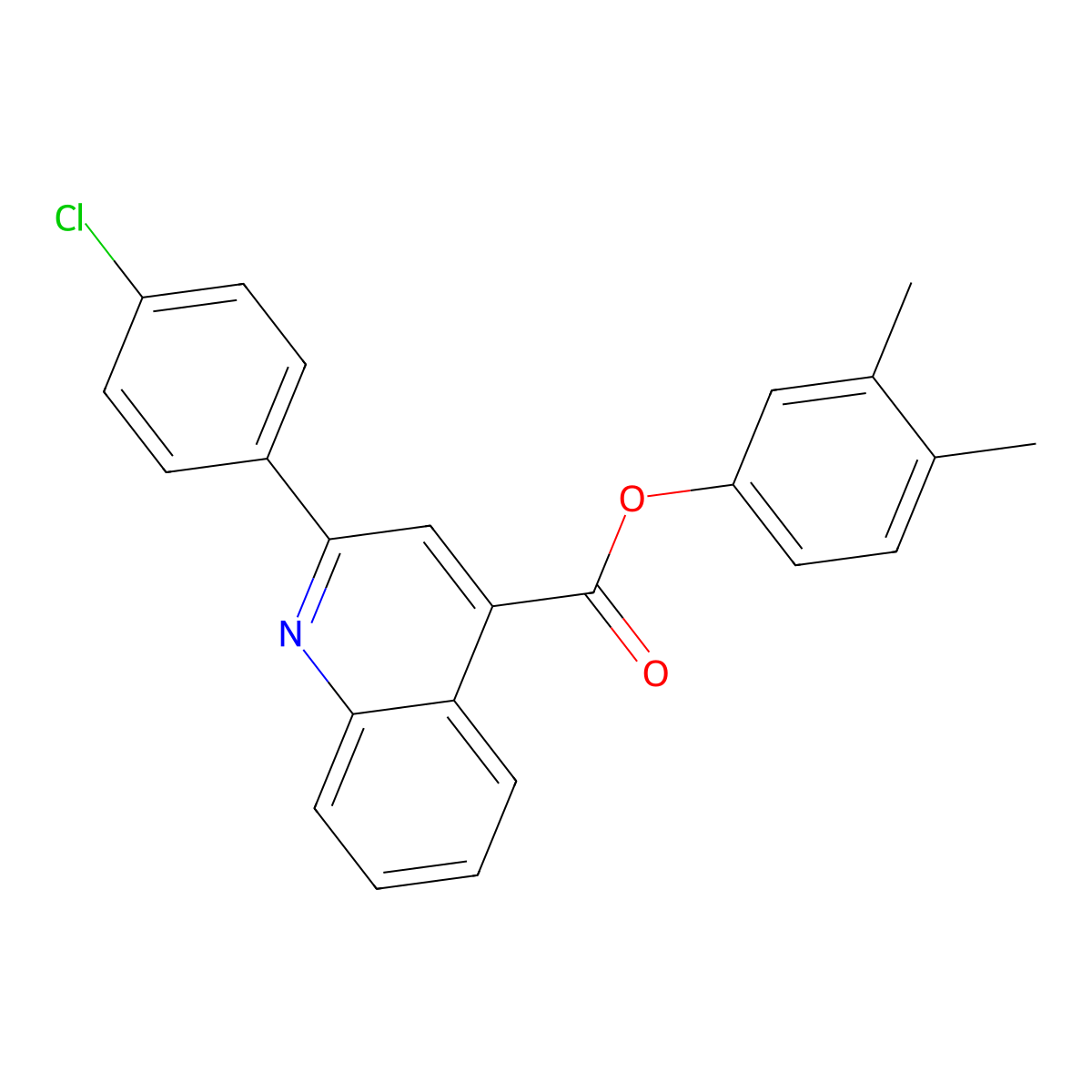 3,4-Dimethylphenyl 2-(4-chlorophenyl)-4-quinolinecarboxylate molecular structure, CAS 551919-19-8