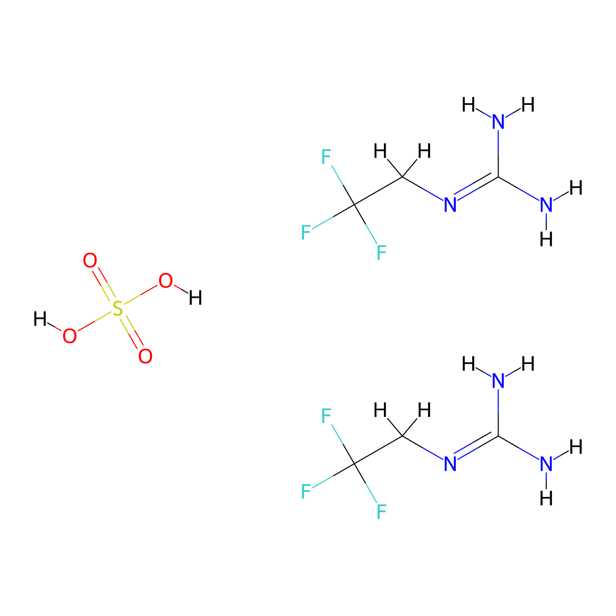Bis(1-(2,2,2-trifluoroethyl)guanidine); sulfuric acid molecular structure, CAS 551919-60-9