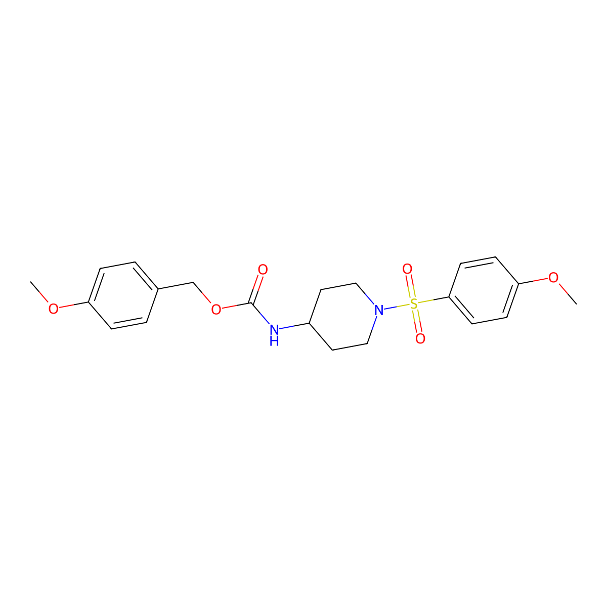 4-methoxybenzyl N-{1-[(4-methoxyphenyl)sulfonyl]-4-piperidinyl}carbamate molecular structure, CAS 551920-87-7