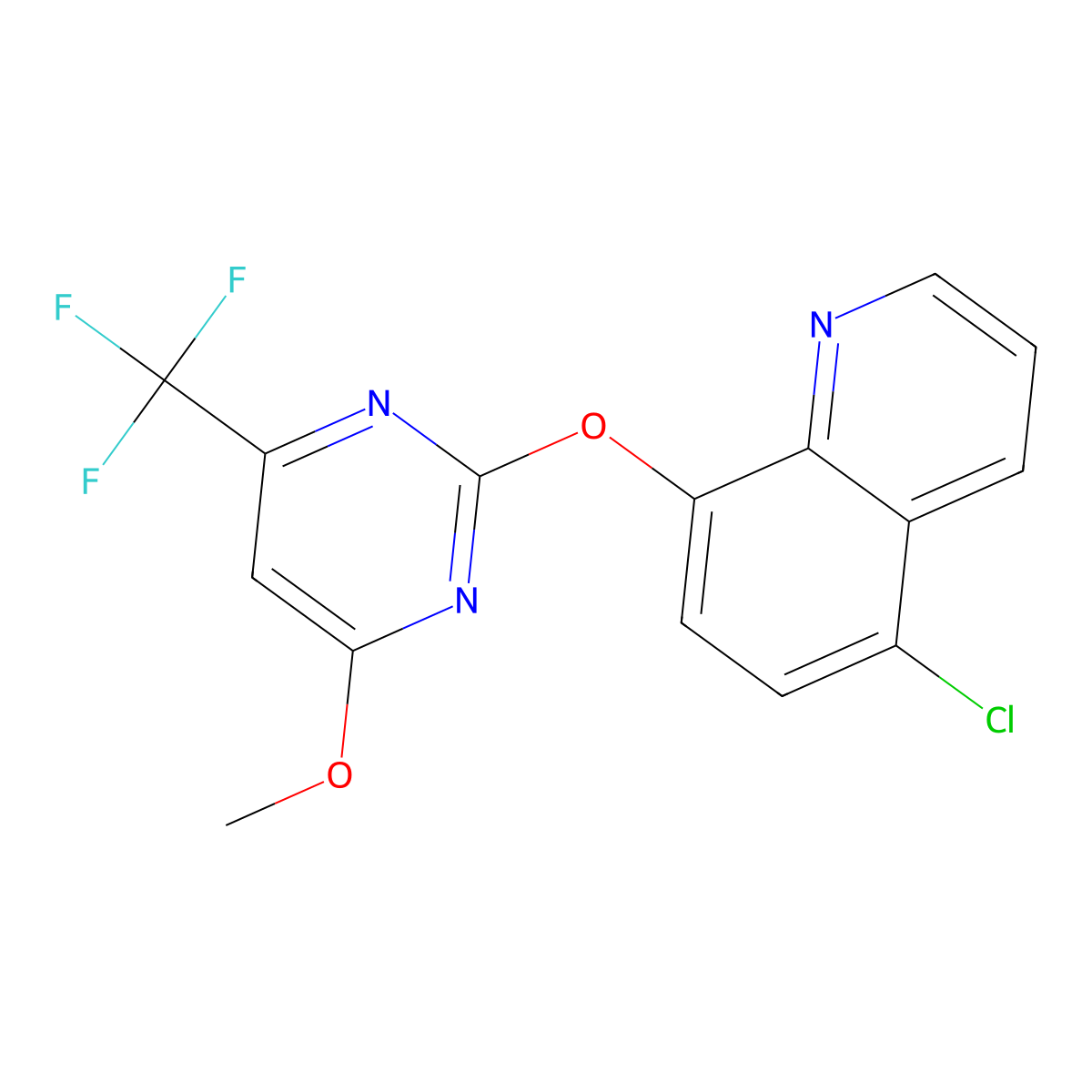 5-Chloro-8-{[4-methoxy-6-(trifluoromethyl)-2-pyrimidinyl]oxy}quinoline molecular structure, CAS 551920-88-8