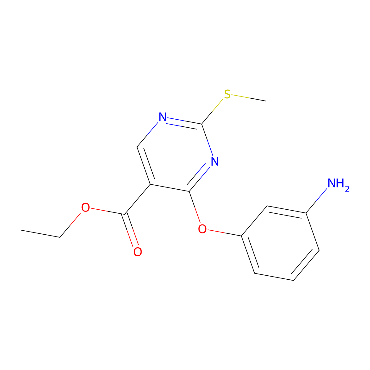 Ethyl 4-(3-aminophenoxy)-2-(methylsulfanyl)-5-pyrimidinecarboxylate molecular structure, CAS 551920-92-4