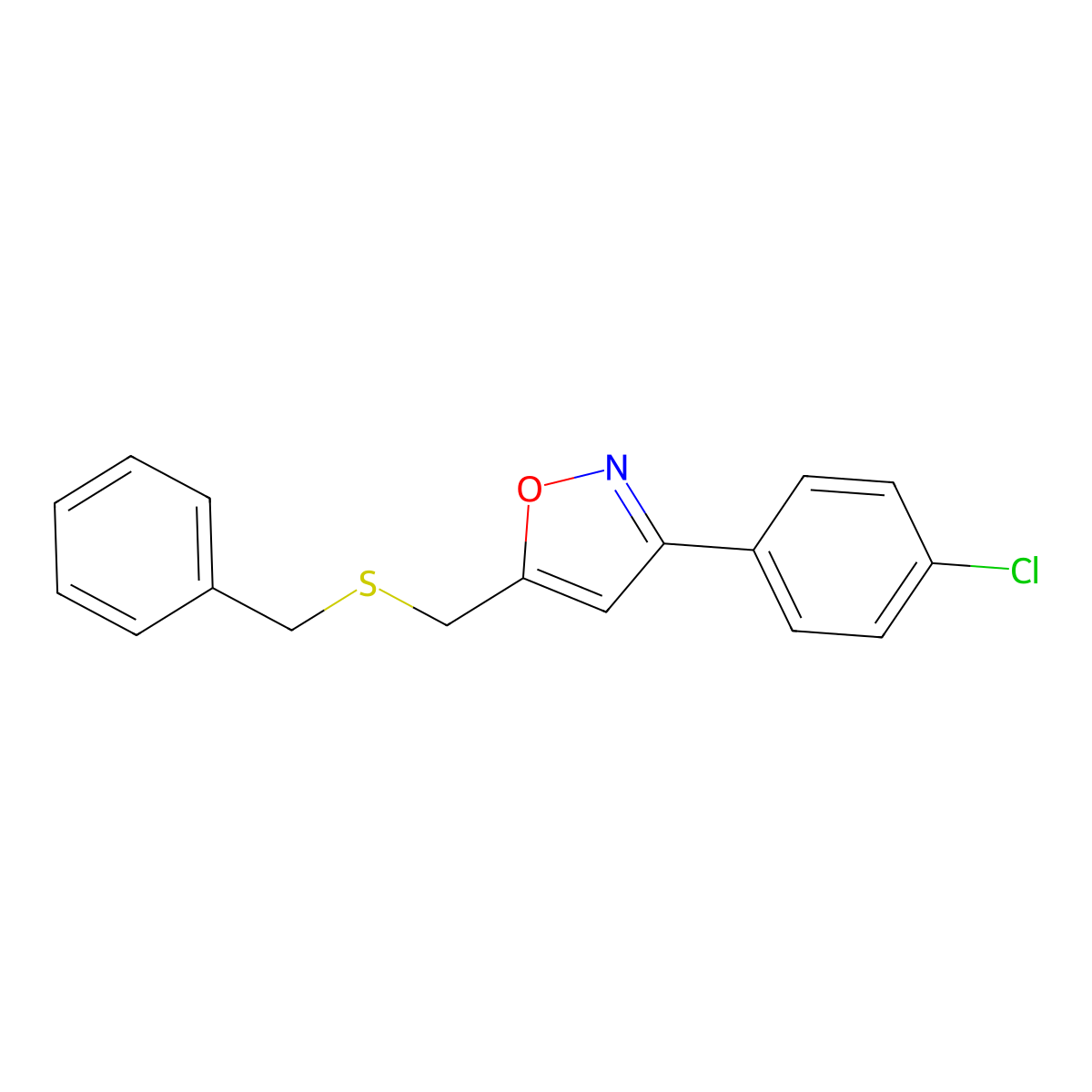 Benzyl [3-(4-chlorophenyl)-5-isoxazolyl]methyl sulfide molecular structure, CAS 551921-24-5