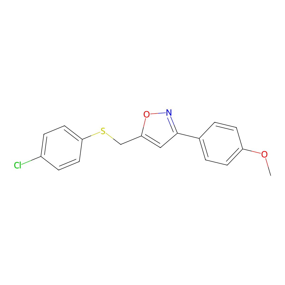 4-(5-{[(4-Chlorophenyl)sulfanyl]methyl}-3-isoxazolyl)phenyl methyl ether molecular structure, CAS 551921-27-8