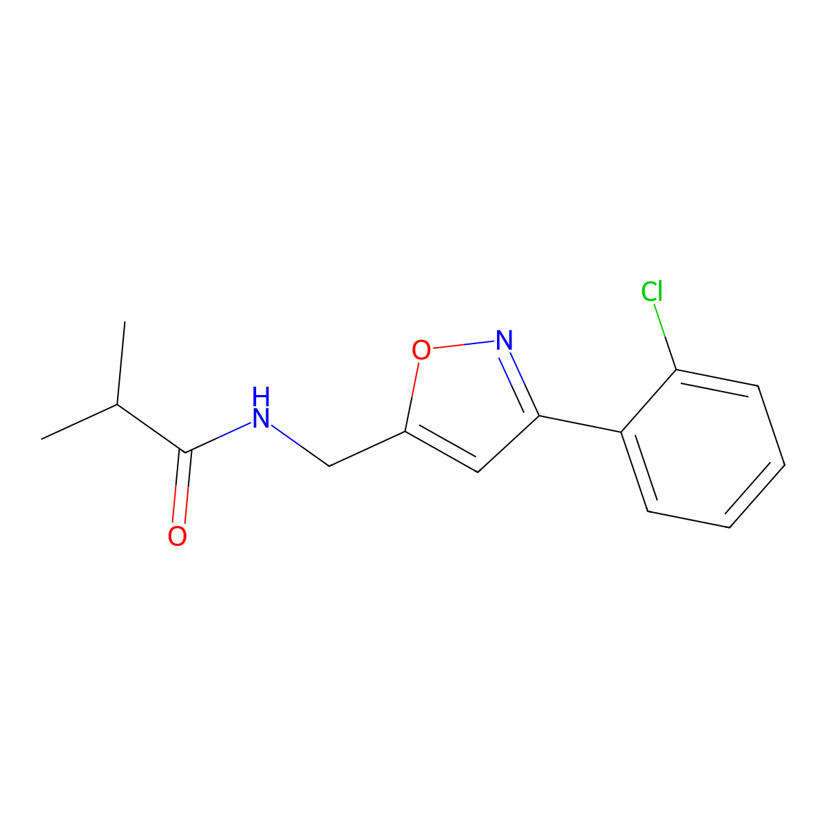 N-{[3-(2-chlorophenyl)-5-isoxazolyl]methyl}-2-methylpropanamide molecular structure, CAS 551921-30-3