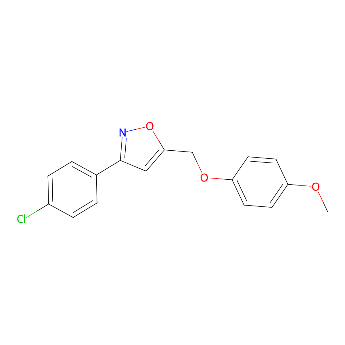 3-(4-Chlorophenyl)-5-[(4-methoxyphenoxy)methyl]-1,2-oxazole molecular structure, CAS 551921-32-5