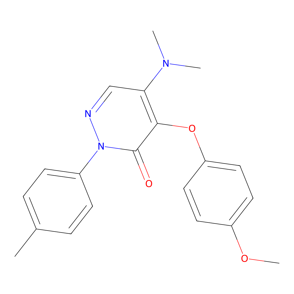 5-(dimethylamino)-4-(4-methoxyphenoxy)-2-(4-methylphenyl)-3(2H)-pyridazinone molecular structure, CAS 551921-39-2