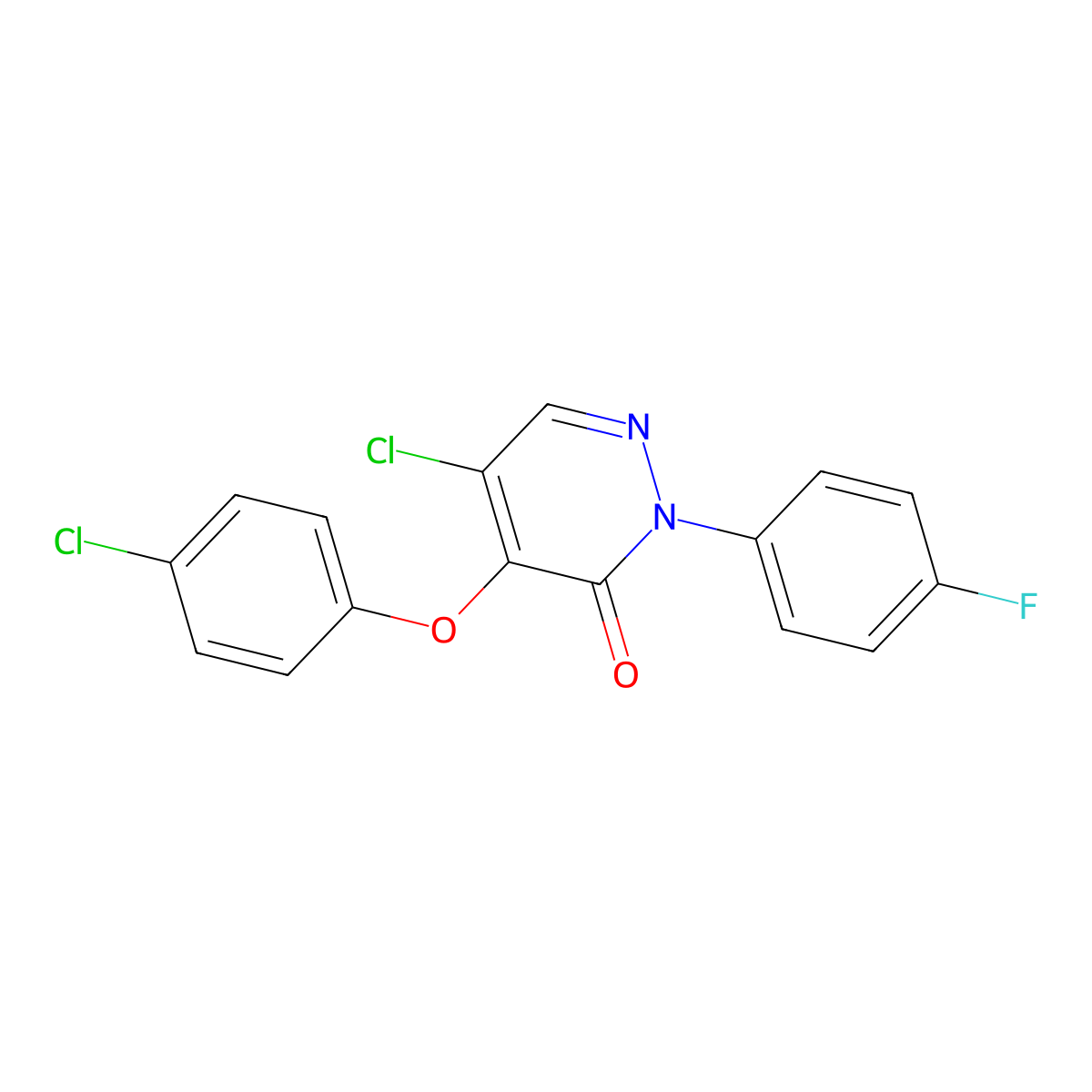5-chloro-4-(4-chlorophenoxy)-2-(4-fluorophenyl)-3(2H)-pyridazinone molecular structure, CAS 551921-40-5