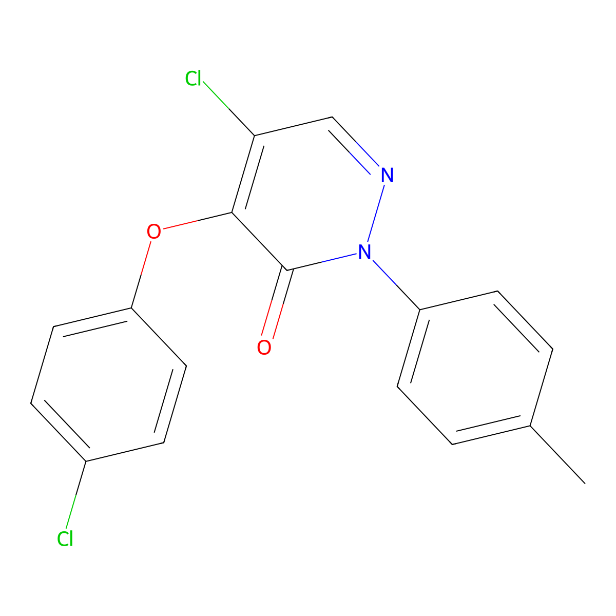 5-Chloro-4-(4-chlorophenoxy)-2-(4-methylphenyl)pyridazin-3-one molecular structure, CAS 551921-41-6