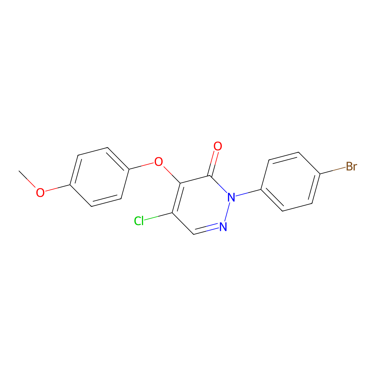 2-(4-bromophenyl)-5-chloro-4-(4-methoxyphenoxy)-3(2H)-pyridazinone molecular structure, CAS 551921-42-7