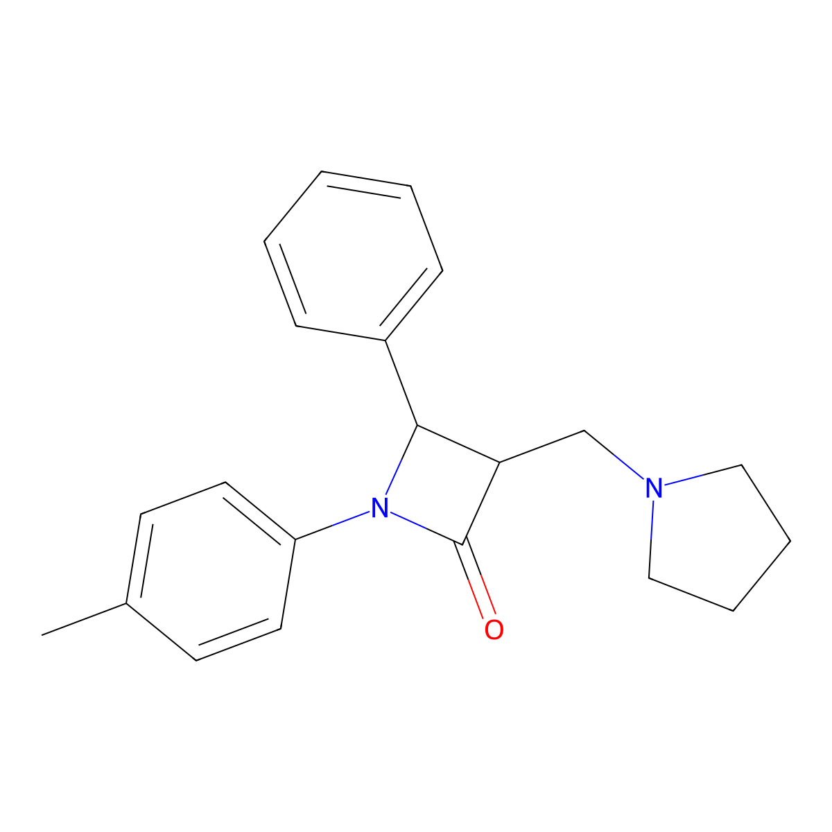1-(4-Methylphenyl)-4-phenyl-3-(1-pyrrolidinylmethyl)-2-azetanone molecular structure, CAS 551921-49-4