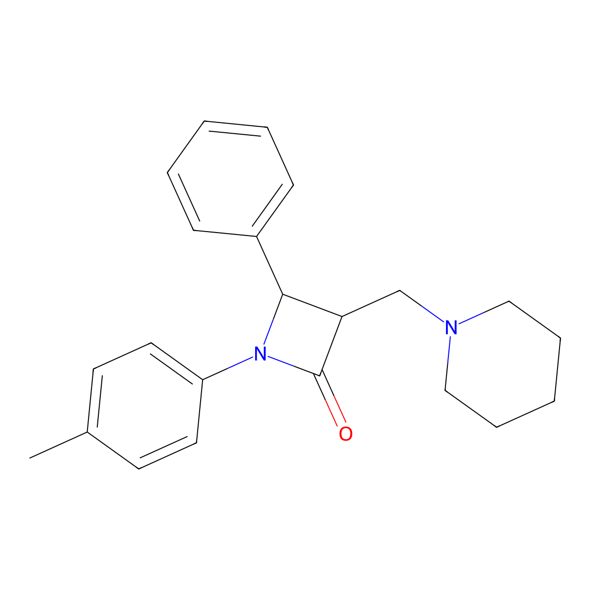 1-(4-Methylphenyl)-4-phenyl-3-(piperidinomethyl)-2-azetanone molecular structure, CAS 551921-50-7