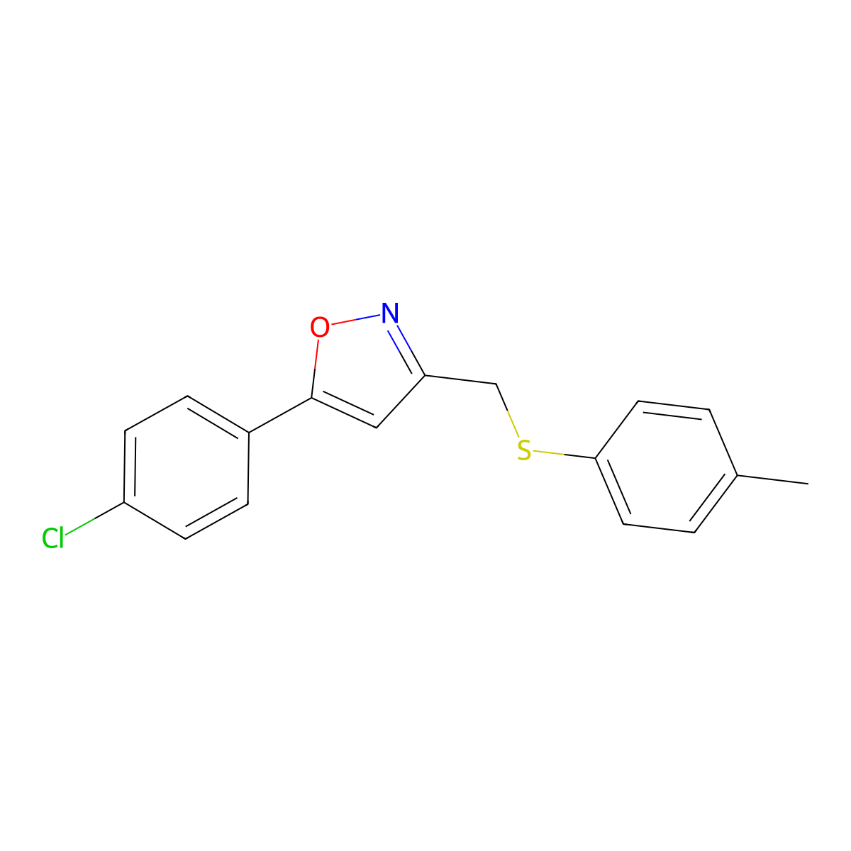 5-(4-Chlorophenyl)-3-{[(4-methylphenyl)sulfanyl]methyl}isoxazole molecular structure, CAS 551921-52-9