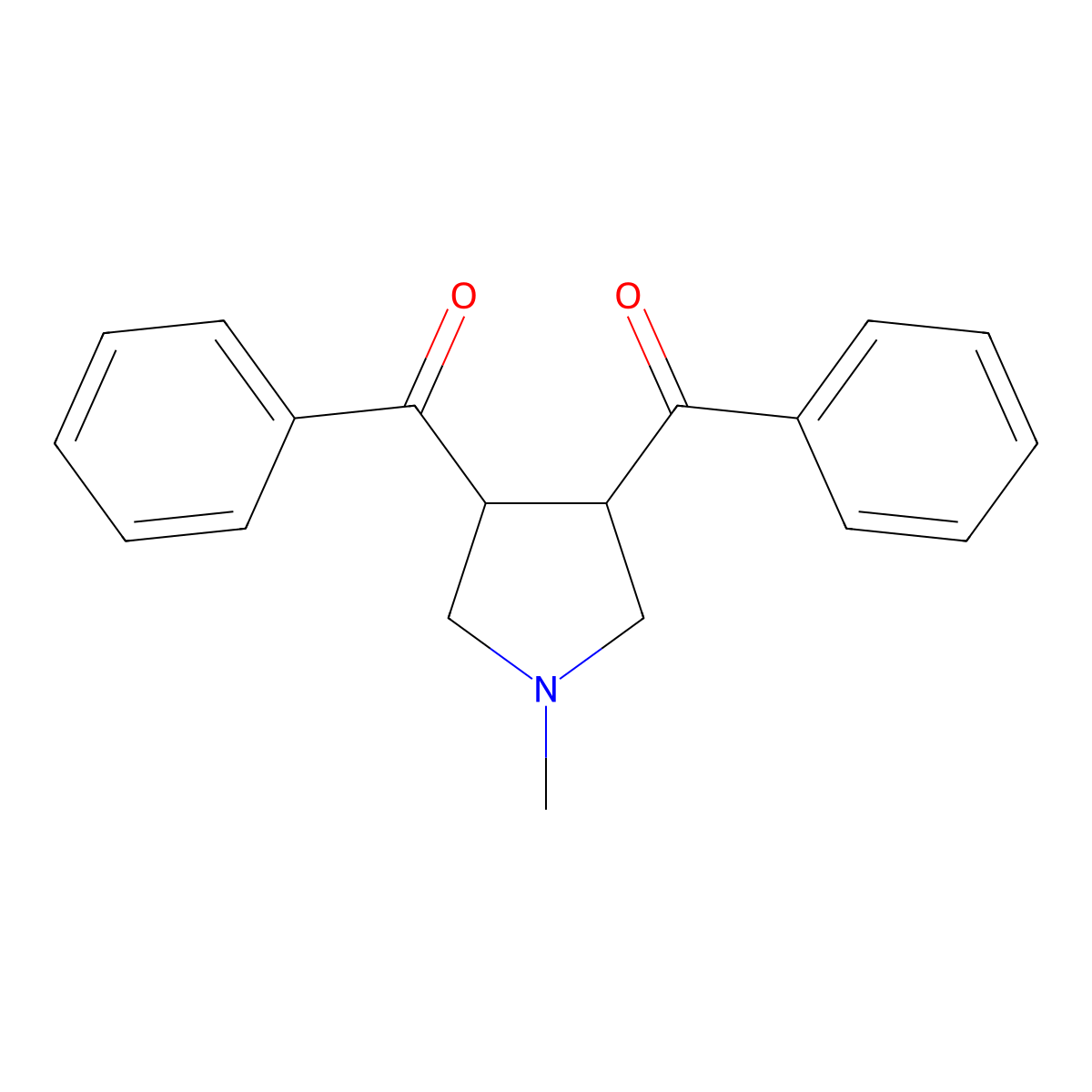 (4-benzoyl-1-methyltetrahydro-1H-pyrrol-3-yl)(phenyl)methanone molecular structure, CAS 551921-53-0