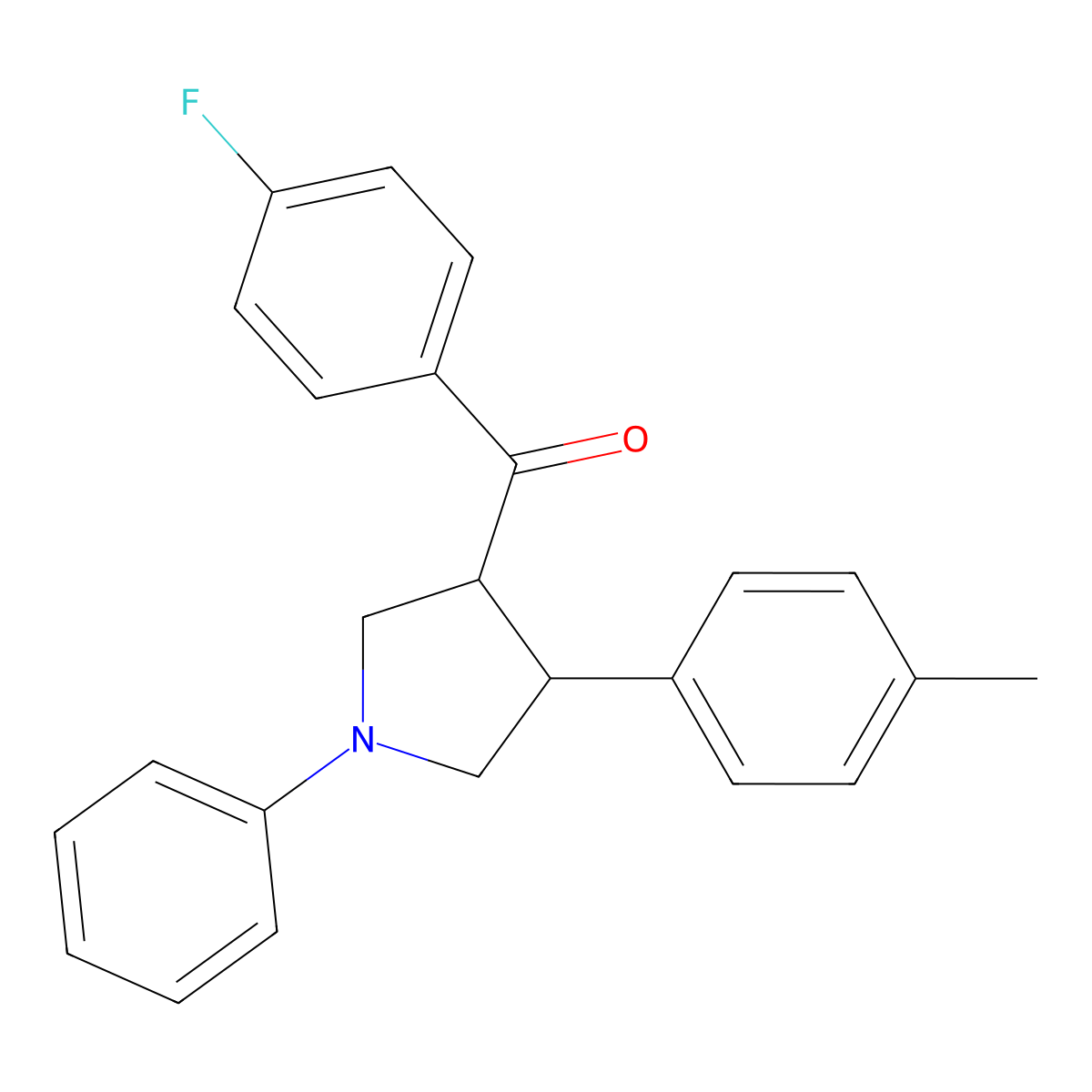 (4-fluorophenyl)[4-(4-methylphenyl)-1-phenyltetrahydro-1H-pyrrol-3-yl]methanone molecular structure, CAS 551921-55-2