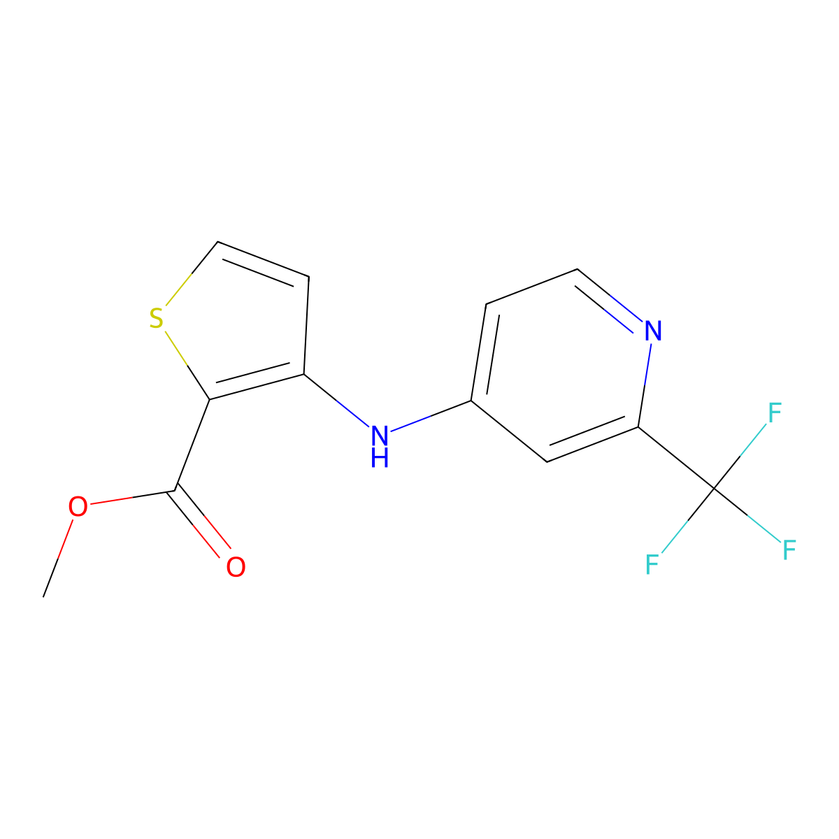 Methyl 3-{[2-(trifluoromethyl)-4-pyridinyl]amino}-2-thiophenecarboxylate molecular structure, CAS 551921-61-0