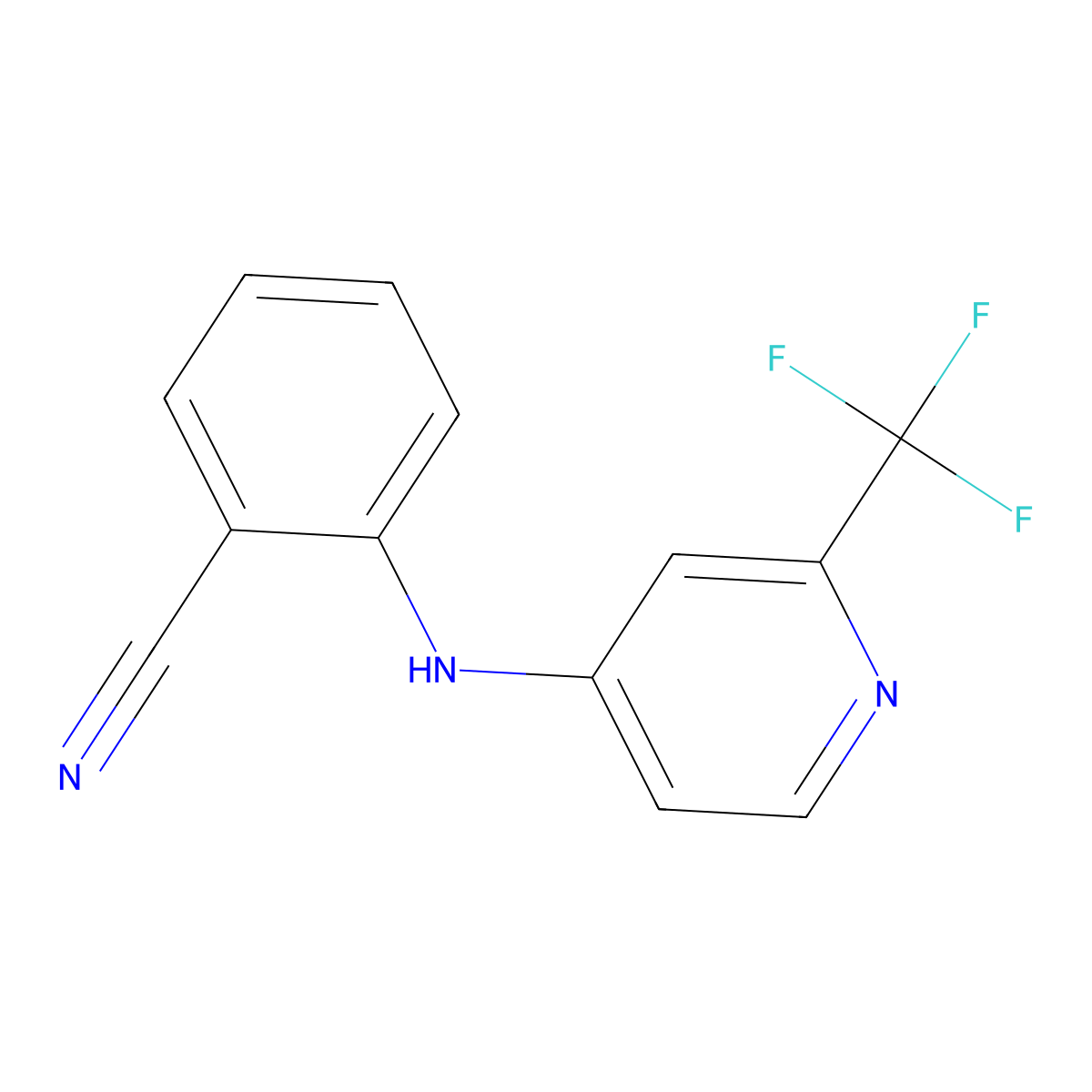 2-{[2-(Trifluoromethyl)-4-pyridinyl]amino}benzenecarbonitrile molecular structure, CAS 551921-68-7