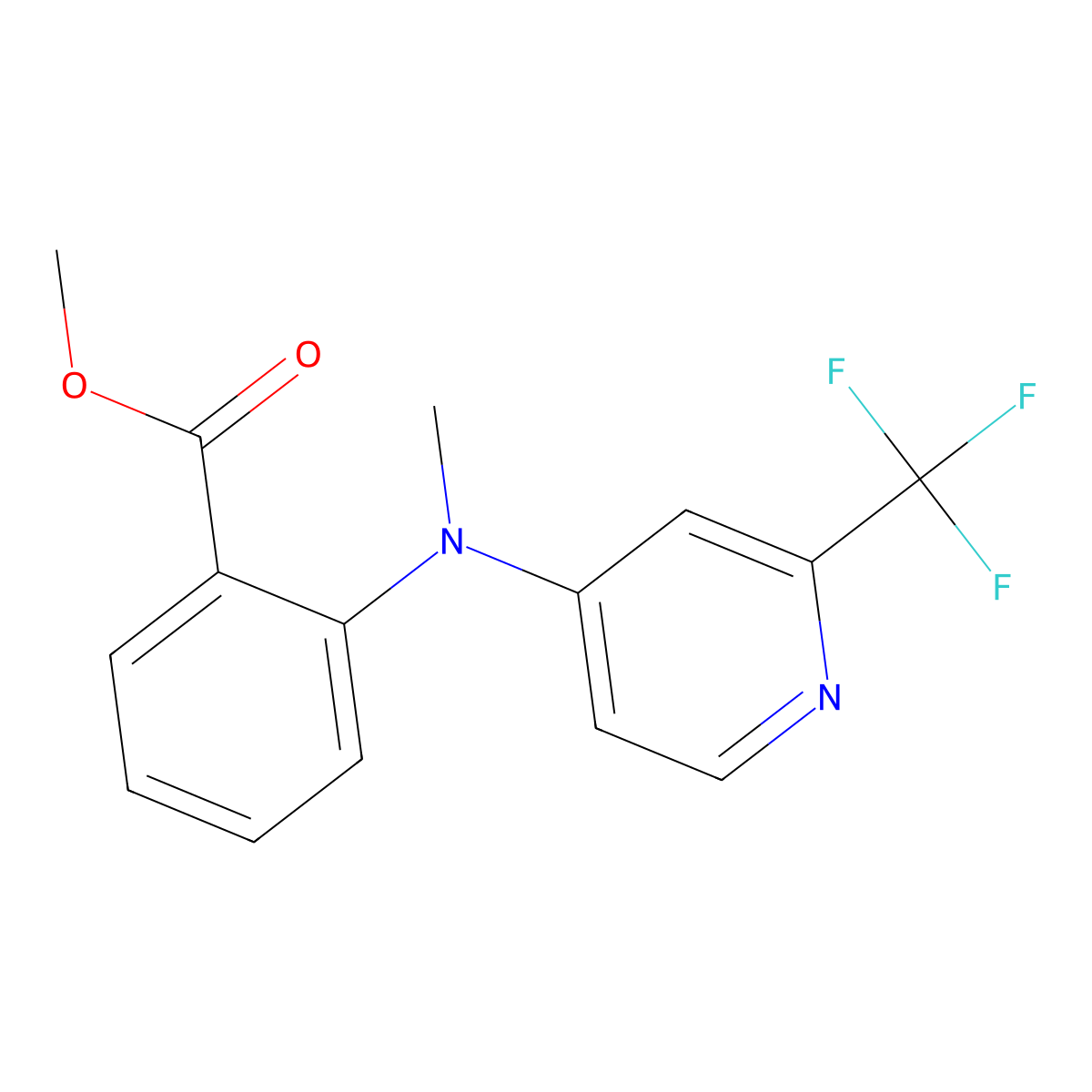 Methyl 2-{methyl[2-(trifluoromethyl)-4-pyridinyl]amino}benzenecarboxylate molecular structure, CAS 551921-69-8