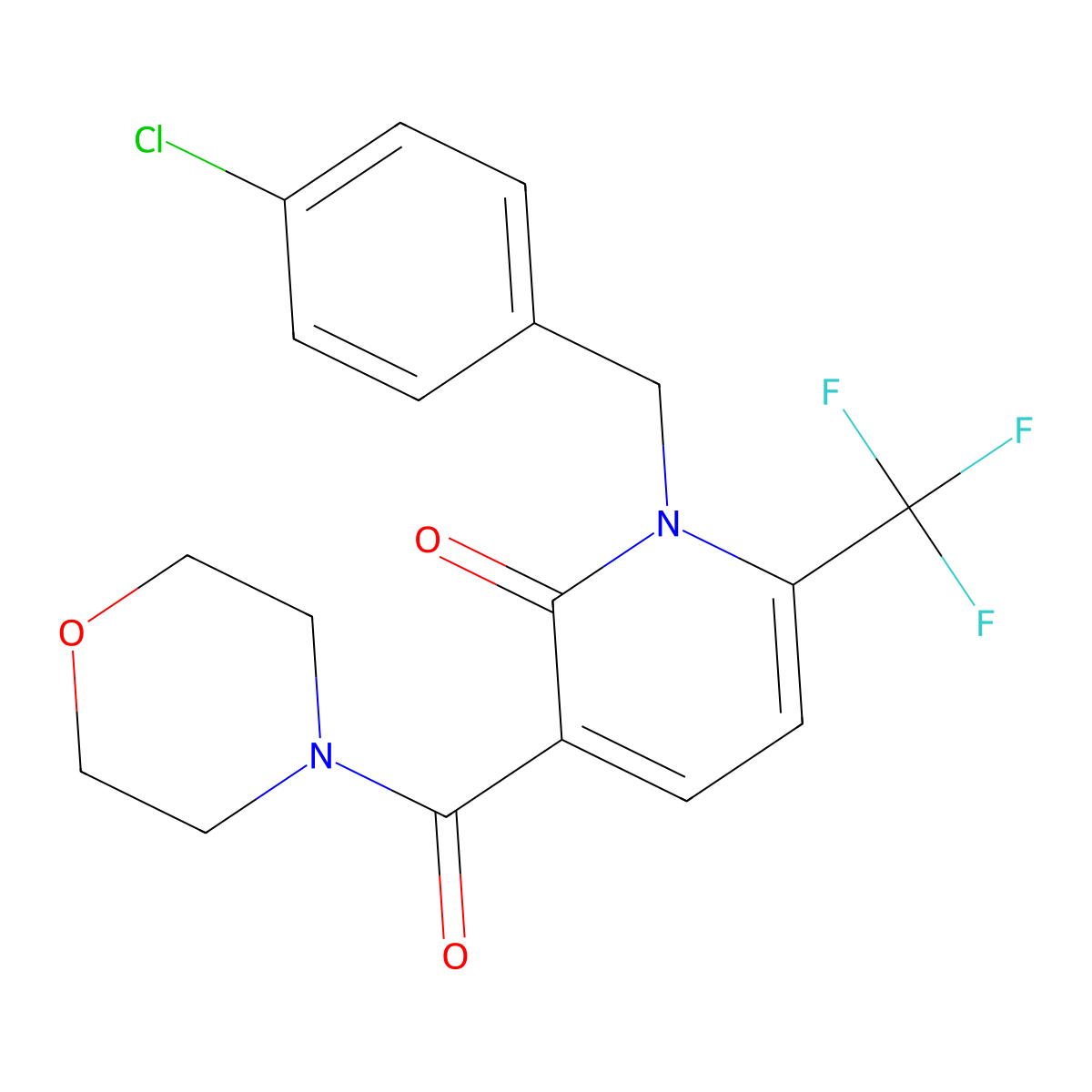1-(4-chlorobenzyl)-3-(morpholinocarbonyl)-6-(trifluoromethyl)-2(1H)-pyridinone molecular structure, CAS 551921-70-1