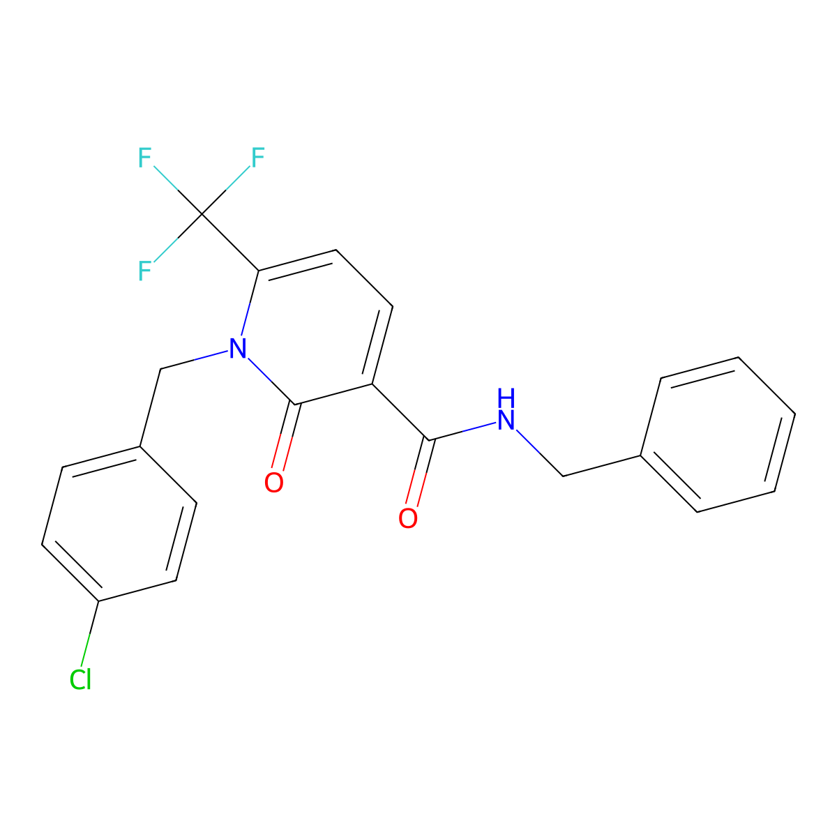 N-benzyl-1-[(4-chlorophenyl)methyl]-2-oxo-6-(trifluoromethyl)pyridine-3-carboxamide molecular structure, CAS 551921-71-2